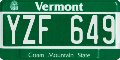 VT license plate YZF649