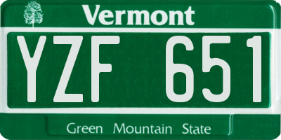 VT license plate YZF651