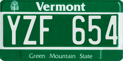 VT license plate YZF654