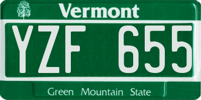 VT license plate YZF655