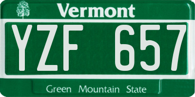 VT license plate YZF657