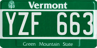 VT license plate YZF663