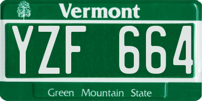 VT license plate YZF664