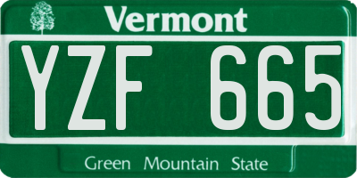 VT license plate YZF665