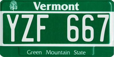 VT license plate YZF667