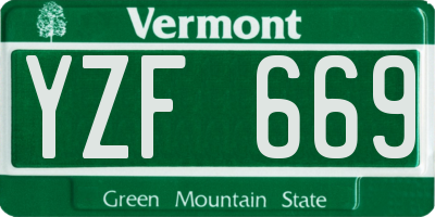 VT license plate YZF669