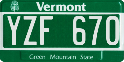 VT license plate YZF670
