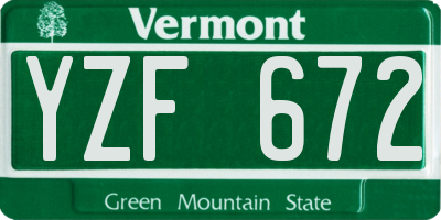 VT license plate YZF672