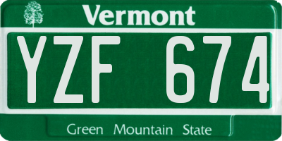 VT license plate YZF674