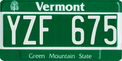 VT license plate YZF675