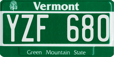 VT license plate YZF680