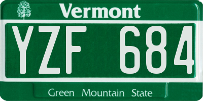 VT license plate YZF684