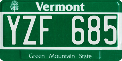 VT license plate YZF685