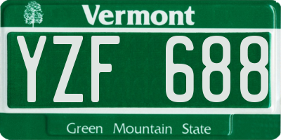 VT license plate YZF688