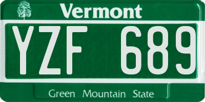 VT license plate YZF689