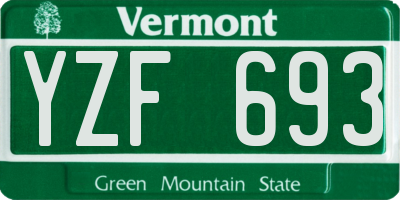 VT license plate YZF693