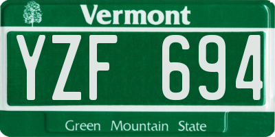 VT license plate YZF694
