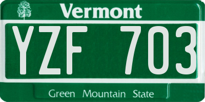 VT license plate YZF703
