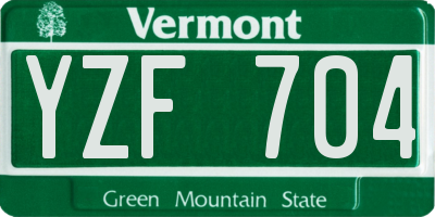 VT license plate YZF704