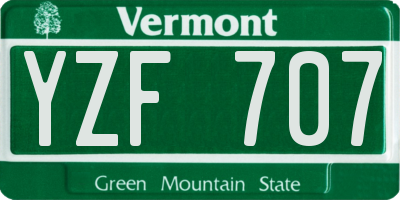 VT license plate YZF707