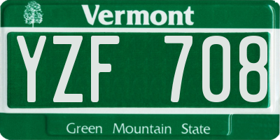 VT license plate YZF708