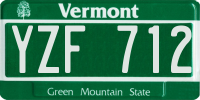 VT license plate YZF712