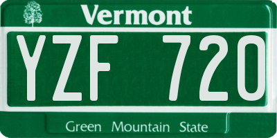 VT license plate YZF720