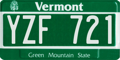 VT license plate YZF721
