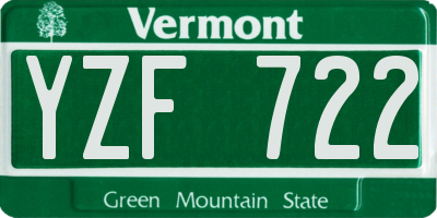 VT license plate YZF722