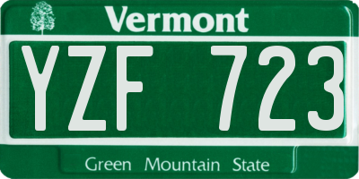 VT license plate YZF723