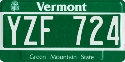 VT license plate YZF724