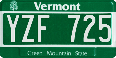 VT license plate YZF725