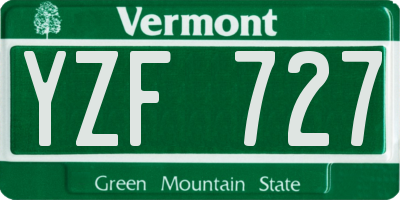 VT license plate YZF727