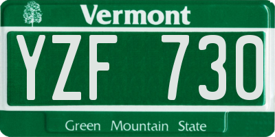 VT license plate YZF730