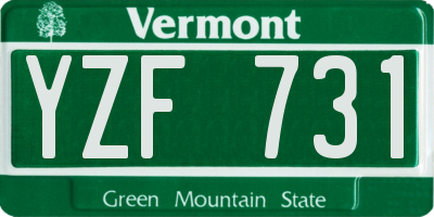 VT license plate YZF731