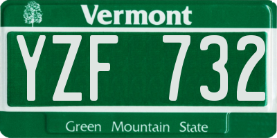 VT license plate YZF732