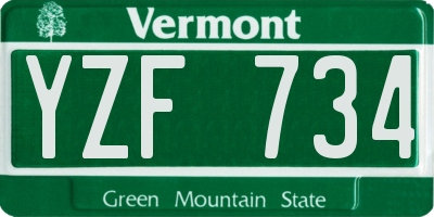 VT license plate YZF734