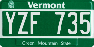 VT license plate YZF735