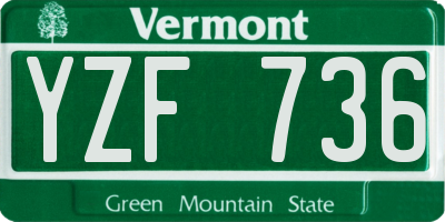 VT license plate YZF736