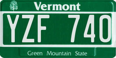 VT license plate YZF740