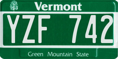 VT license plate YZF742