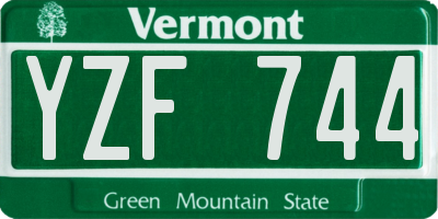 VT license plate YZF744