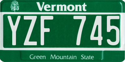 VT license plate YZF745