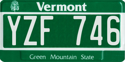 VT license plate YZF746