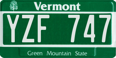 VT license plate YZF747