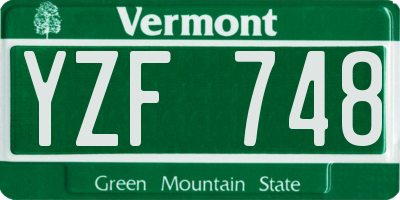 VT license plate YZF748