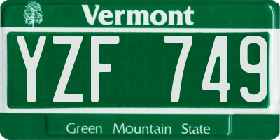 VT license plate YZF749