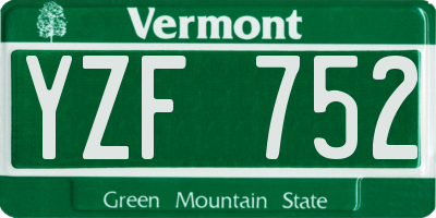 VT license plate YZF752