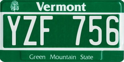 VT license plate YZF756