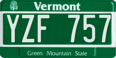 VT license plate YZF757
